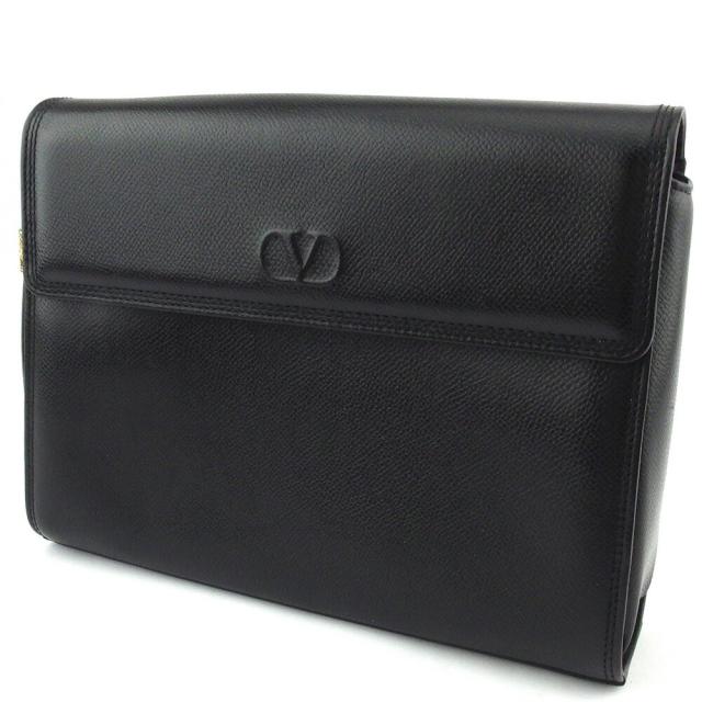 【BIGお買い物ラリー★30%OFFセール中】ヴァレンティノ・ガラヴァーニ Valentino Garavani クラッチバッグVマーク タッセル付き ブラック ゴールド レディース 中古