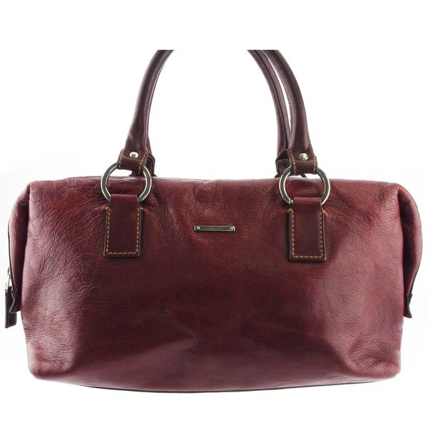 【X'masセール★30%OFF】グッチ GUCCI ハンドバッグロゴプレート ボルドー シルバー レディース 中古