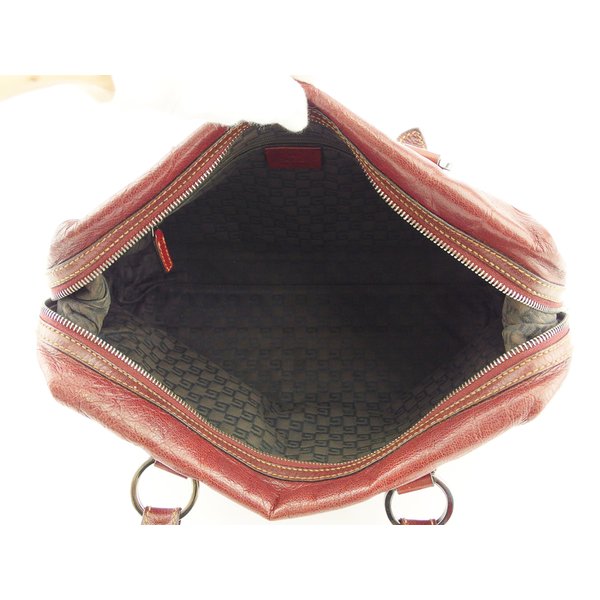 【GWタイムセール】グッチ GUCCI ハンドバッグロゴプレート ボルドー シルバー レディース 中古_6
