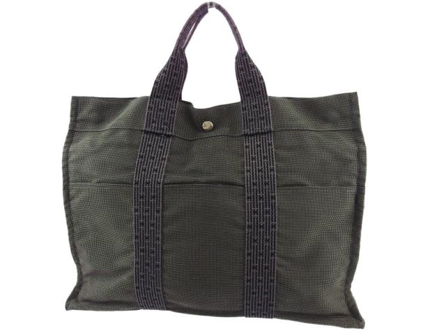 エルメス HERMES トートバッグエールライン トートMM ブラック グレー 灰色 シルバー レディース 中古_1