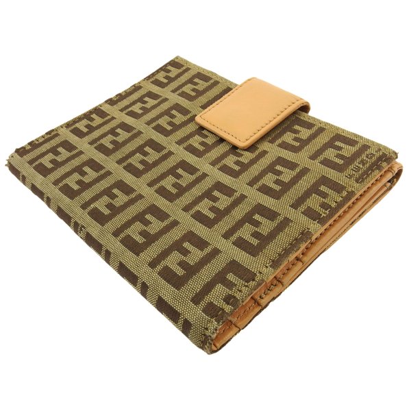 【GWタイムセール】フェンディ FENDI 二つ折り財布ズッキーノ ベージュ ブラウン系 レディース 中古_3