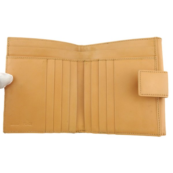 【GWタイムセール】フェンディ FENDI 二つ折り財布ズッキーノ ベージュ ブラウン系 レディース 中古_4
