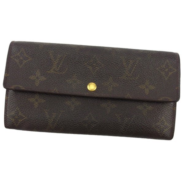 【BIGお買い物ラリー★30%OFFセール中】ルイ・ヴィトン LOUIS VUITTON 長財布モノグラム ポシェットポルトモネクレディ ブラウン ベージュ ゴールド レディース 中古