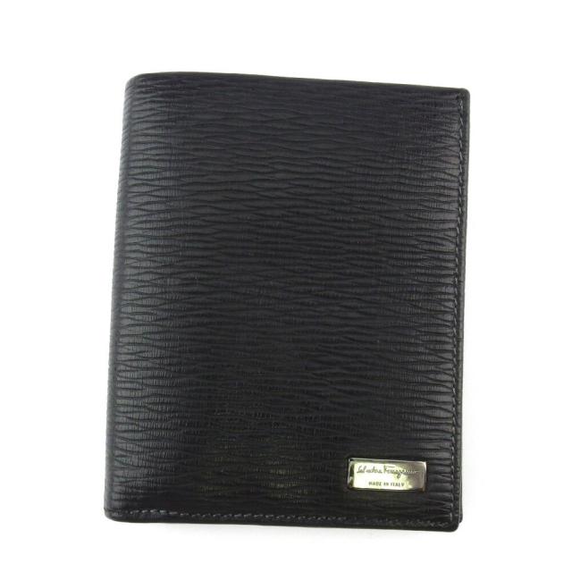 【X'masセール★30%OFF】サルヴァトーレフェラガモ Salvatore Ferragamo 札入れロゴプレート ブラック レディース 中古