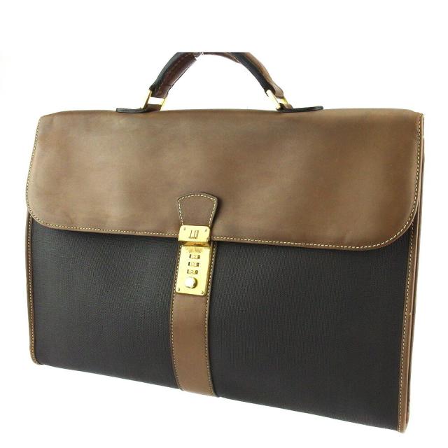 【BIGお買い物ラリー★30%OFFセール中】ダンヒル Dunhill ビジネスバッグヘリンボーン ブラック ブラウン ゴールド レディース 中古