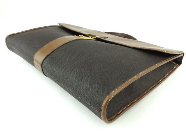 【30％OFF★週末タイムセール】ダンヒル Dunhill ビジネスバッグヘリンボーン ブラック ブラウン ゴールド レディース 中古_3