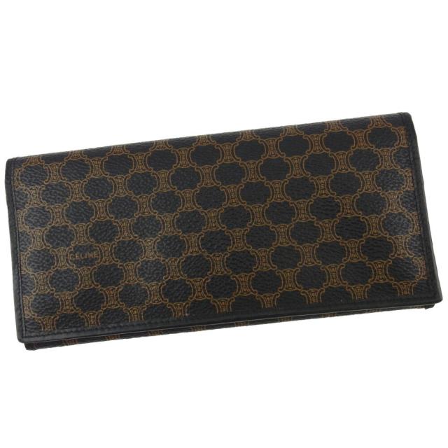 【BIGお買い物ラリー★30%OFFセール中】セリーヌ CELINE 長財布マカダム ブラック ベージュ レディース 中古