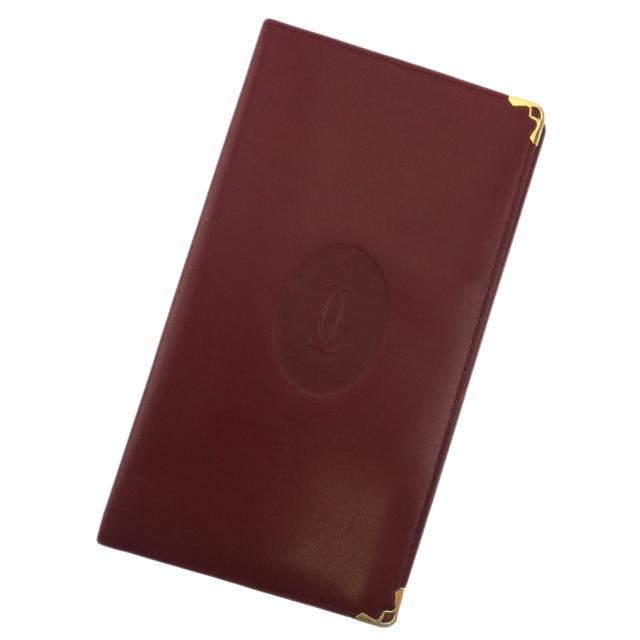 【BIGお買い物ラリー★30%OFFセール中】カルティエ CARTIER 札入れマストライン ボルドー ゴールド レディース 中古