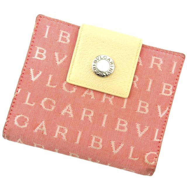 【BIGお買い物ラリー★30%OFFセール中】ブルガリ BVLGARI 二つ折り財布ロゴマニア レッド ベージュ シルバー レディース 中古