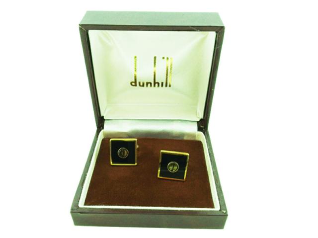 【30％OFF★週末タイムセール】ダンヒル Dunhill カフスdマーク スクエアフォルム ゴールド ブラック レディース 中古_10