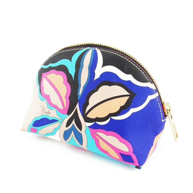 【BIGお買い物ラリー★30%OFFセール中】エミリオプッチ Emilio Pucci ポーチプッチ（柄） ブルー ピンク ベージュ系 レディース 中古