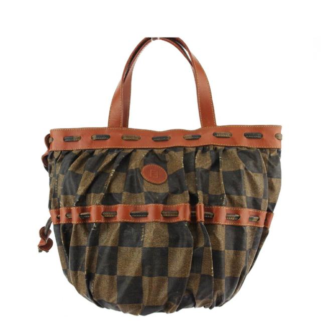 【BIGお買い物ラリー★30%OFFセール中】フェンディ FENDI トートバッグブロックチェック ベージュ ブラック ブラウン レディース 中古