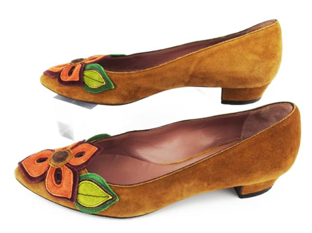 ミュウミュウ MIUMIU パンプスフラワーモチーフ ♯36 ポインテッドトゥ