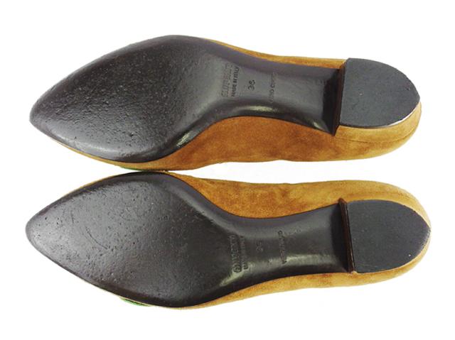 【BIGお買い物ラリー★30%OFFセール中】ミュウミュウ MIUMIU パンプスフラワーモチーフ ♯36 ポインテッドトゥ ブラウン オレンジ グリーン系 レディース 中古 ミュウミュウ MIUMIU パンプスフラワーモチーフ ♯36 ポインテッドトゥ