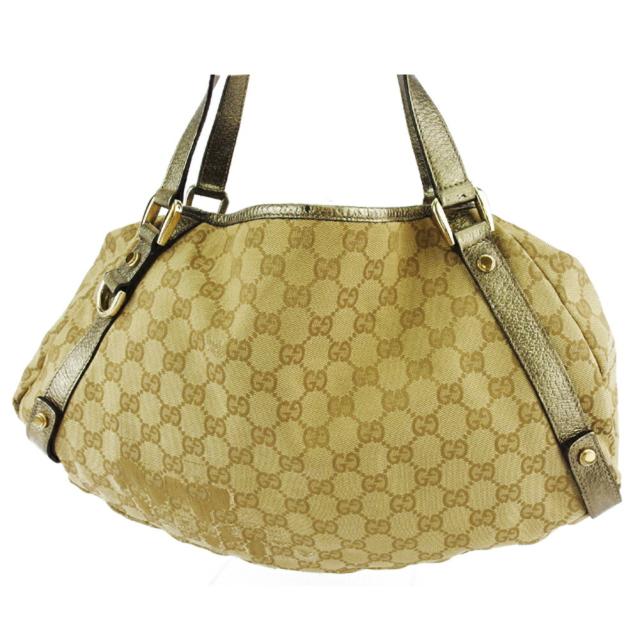 GUCCI グッチ GGキャンバス トートバッグ ベージュ×ゴールド×ピンク 189669 グッチ GUCCI トートバッグ GGキャンバス ベージュ ゴールド系