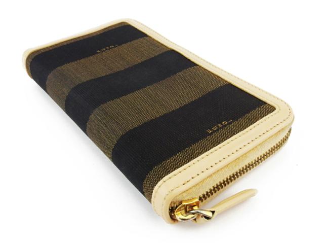 Fendi 長財布 ブラウン/ベージュ/ブラック フェンディ FENDI 長財布ペカン ブラウン ブラック ベージュ