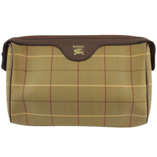 【BIGお買い物ラリー★30%OFFセール中】バーバリー BURBERRY クラッチバッグチェック グリーン ブラウン レッド系 レディース 中古