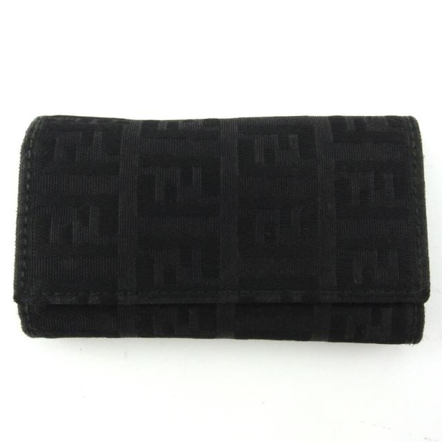 【BIGお買い物ラリー★30%OFFセール中】フェンディ FENDI キーケースズッキーノ ブラック レディース 中古