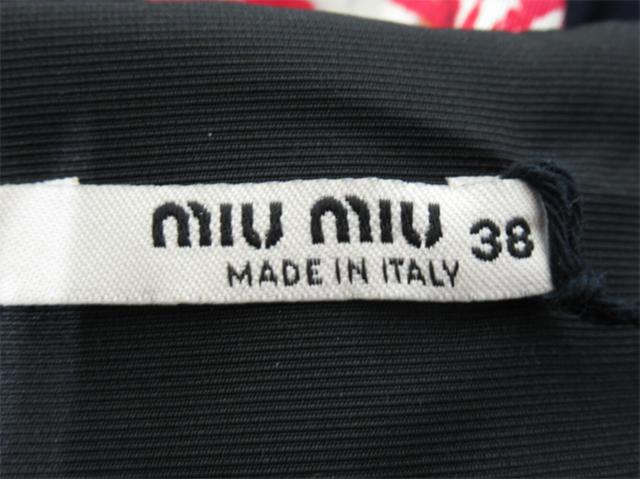 【週末タイムセール】ミュウミュウ MIUMIU ワンピースキャンディ柄 ♯38サイズ フレアー ミニ ネイビー レッド ホワイト 白 レディース 中古_6