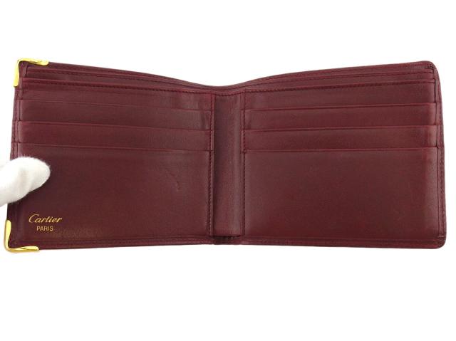 カルティエ CARTIER 札入れ マストライン ボルドー ゴールド レディース 中古