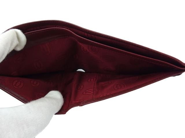 カルティエ CARTIER 札入れ マストライン ボルドー ゴールド レディース 中古