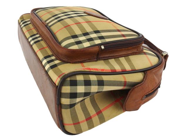【GWタイムセール】バーバリー BURBERRY ハンドバッグチェック ホースマーク ベージュ ブラウン ゴールド系 レディース 中古_3