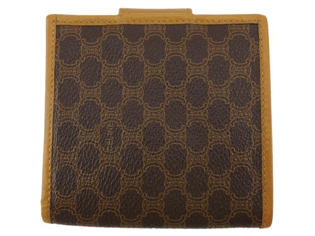 セリーヌ CELINE 二つ折り財布マカダム ブラウン ベージュ レディース 中古_1