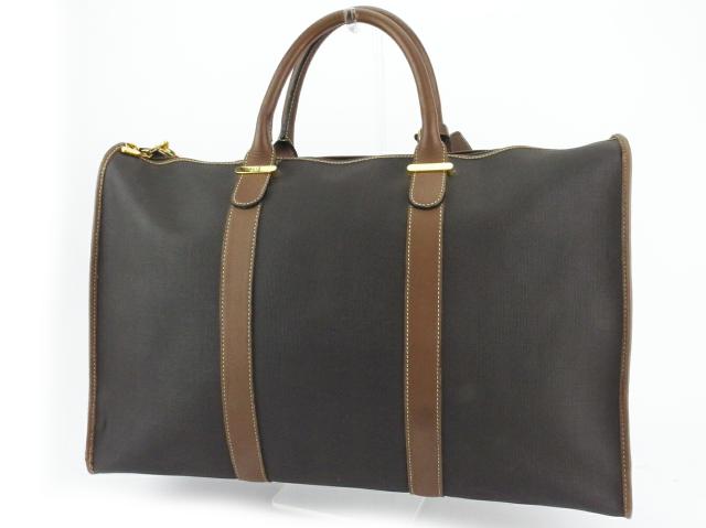 【GWタイムセール】ダンヒル Dunhill ボストンバッグヘリンボーン ブラック ブラウン ゴールド レディース 中古_1
