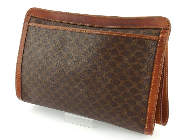 【30％OFF★土日ひと休み大売り出し】セリーヌ CELINE クラッチバッグマカダム 赤銅色 ベージュ レディース 中古