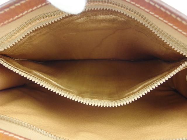 【30％OFF★土日ひと休み大売り出し】セリーヌ CELINE クラッチバッグマカダム 赤銅色 ベージュ レディース 中古