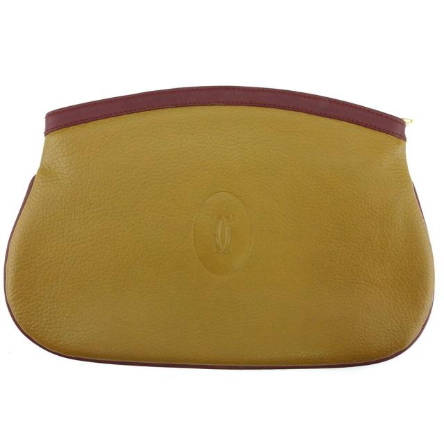 【BIGお買い物ラリー★30%OFFセール中】カルティエ CARTIER クラッチバッグマストライン ベージュ ボルドー ゴールド レディース 中古