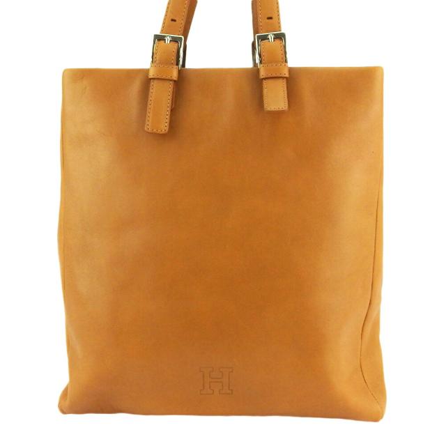 【BIGお買い物ラリー★30%OFFセール中】ヒロフ HIROFU トートバッグHマーク ライトブラウン シルバー レディース 中古