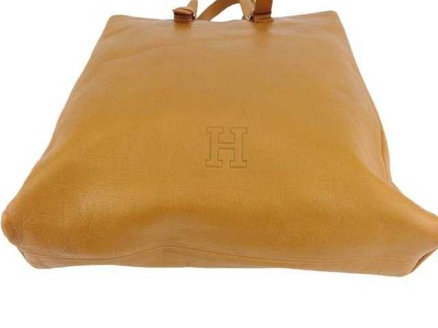 【30％OFF★週末タイムセール】ヒロフ HIROFU トートバッグHマーク ライトブラウン シルバー レディース 中古_5
