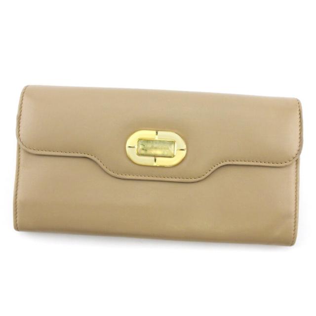 【BIGお買い物ラリー★30%OFFセール中】ブルガリ BVLGARI 長財布イザベラロッセリーニ ベージュ ゴールド レディース 中古