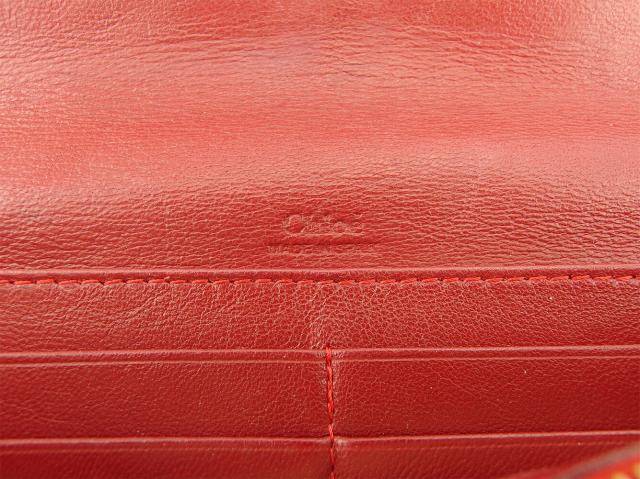 クロエ Chloe 長財布パッチワーク レッド ボルドー ピンク レディース 中古_10