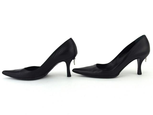 【30％OFF★週末タイムSALE】ディオール Dior パンプスポインテッドトゥ ♯36 ハートカデナ＆Dキー ブラック シルバー レディース 中古_6