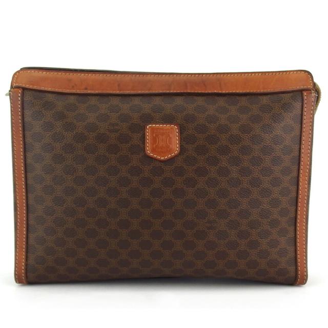 【BIGお買い物ラリー★30%OFFセール中】セリーヌ CELINE クラッチバッグマカダム ブラウン ベージュ レディース 中古