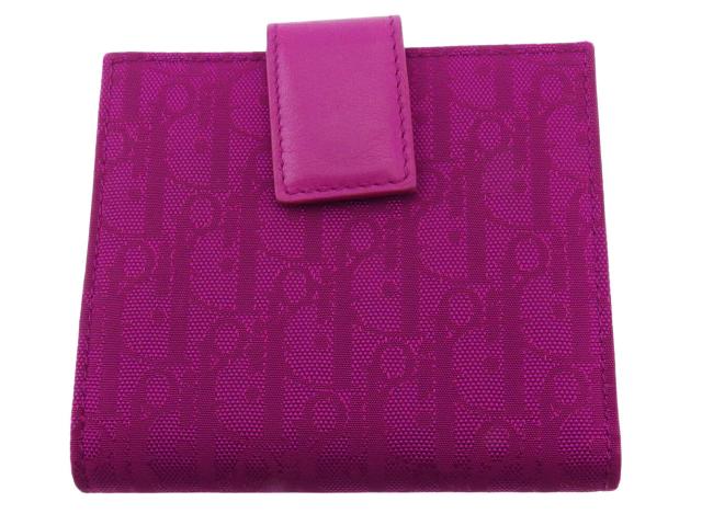 ディオール Dior 二つ折り財布トロッター ピンク パープル シルバー レディース 中古_1