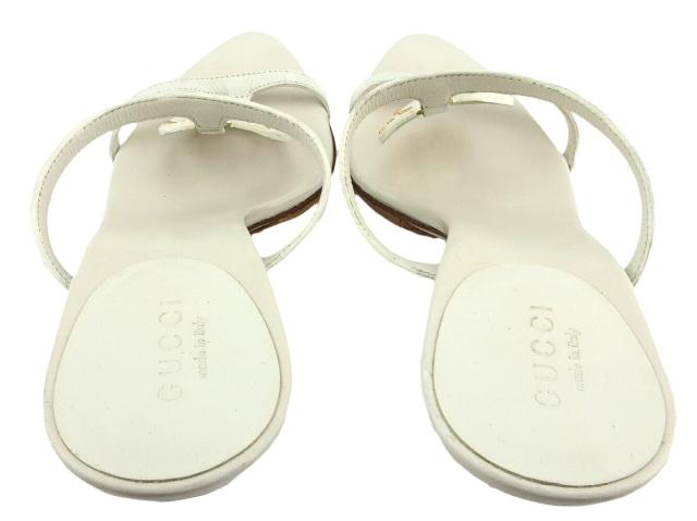 【週末セール★30％OFF】グッチ GUCCI サンダルダブルG ♯34ハーフC インターロッキングGマーク ホワイト 白 ベージュ ゴールド レディース 中古_3