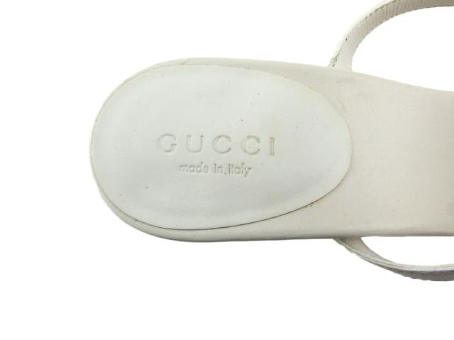 【週末セール★30％OFF】グッチ GUCCI サンダルダブルG ♯34ハーフC インターロッキングGマーク ホワイト 白 ベージュ ゴールド レディース 中古_8