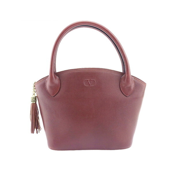 【BIGお買い物ラリー★30%OFFセール中】ヴァレンティノ・ガラヴァーニ Valentino Garavani トートバッグVマーク タッセル付き ブラウン ゴールド レディース 中古