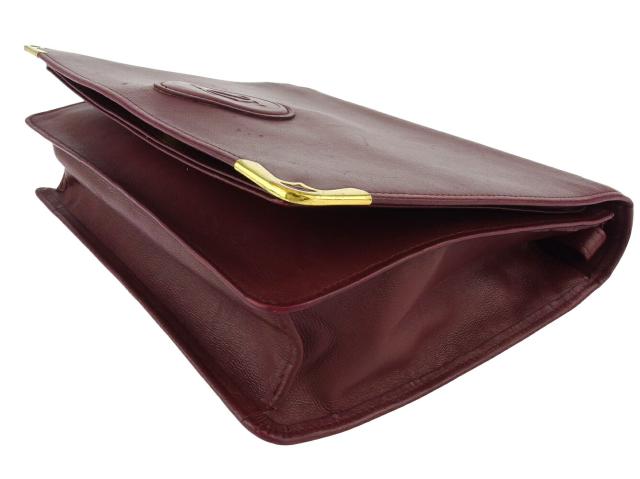 【30％OFF★土日ひと休み大売り出し】カルティエ CARTIER クラッチバッグマストライン ボルドーワイン ゴールド レディース 中古