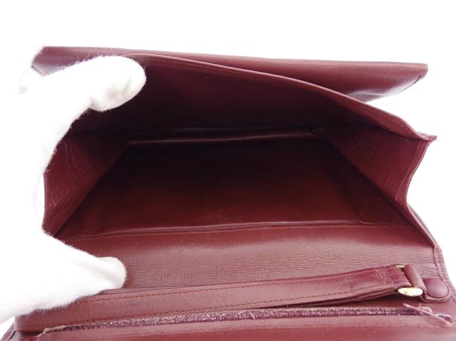 【30％OFF★土日ひと休み大売り出し】カルティエ CARTIER クラッチバッグマストライン ボルドーワイン ゴールド レディース 中古