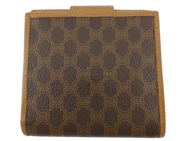 セリーヌ CELINE 二つ折り財布マカダム ブラウン ベージュ レディース 中古_1