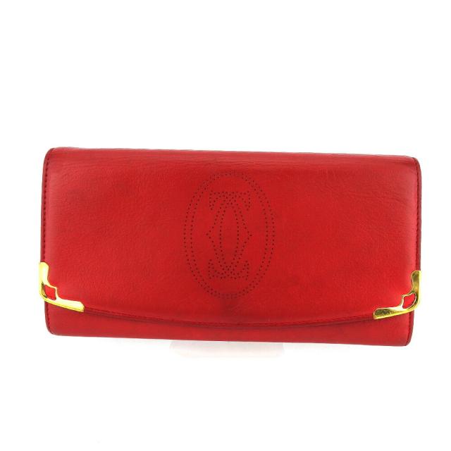 【X'masセール★30%OFF】カルティエ CARTIER 長財布 レッド レディース 中古