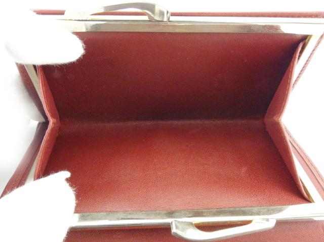 カルティエ マストライン 三つ折り財布 ワインレッド ボルドー レザー