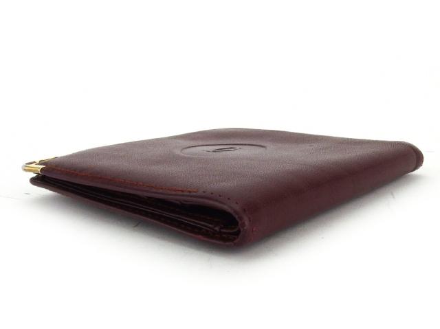 【30％OFF★土日ひと休み大売り出し】カルティエ CARTIER 二つ折り紙入れ帆柱生産ライン ボルドーワイン ゴールド レディース 中古