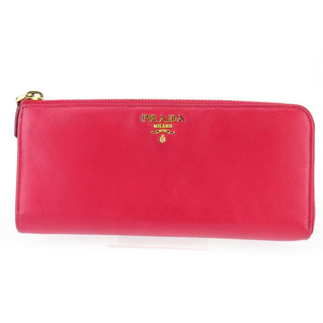 【BIGお買い物ラリー★30%OFFセール中】プラダ PRADA 長財布ロゴ ピンク レディース 中古