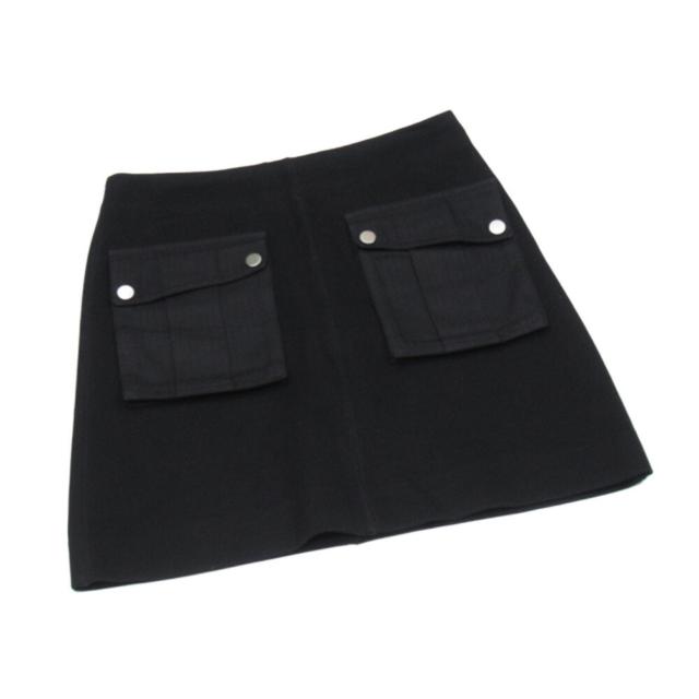 【BIGお買い物ラリー★30%OFFセール中】マークバイマークジェイコブス MARC BY MARC JACOBS スカートワークポケット ♯XSサイズ ブラック シルバー レディース 中古