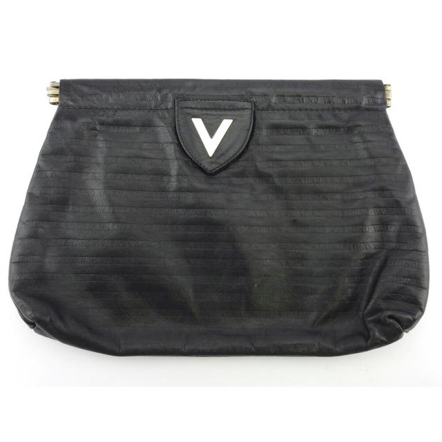 【BIGお買い物ラリー★30%OFFセール中】マリオ・ヴァレンティノ MARIO VALENTINO クラッチバッグVマーク ブラック シルバー ゴールド レディース 中古